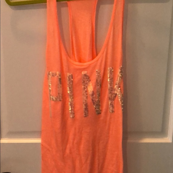 PINK Victoria's Secret Tops - Light Orange Sequin PINK Shirt